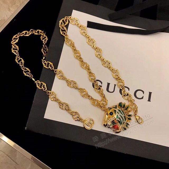 GUCCi飾品 古馳最新款老虎頭項鏈 Gucci胸針 男女同款  zgbq1181